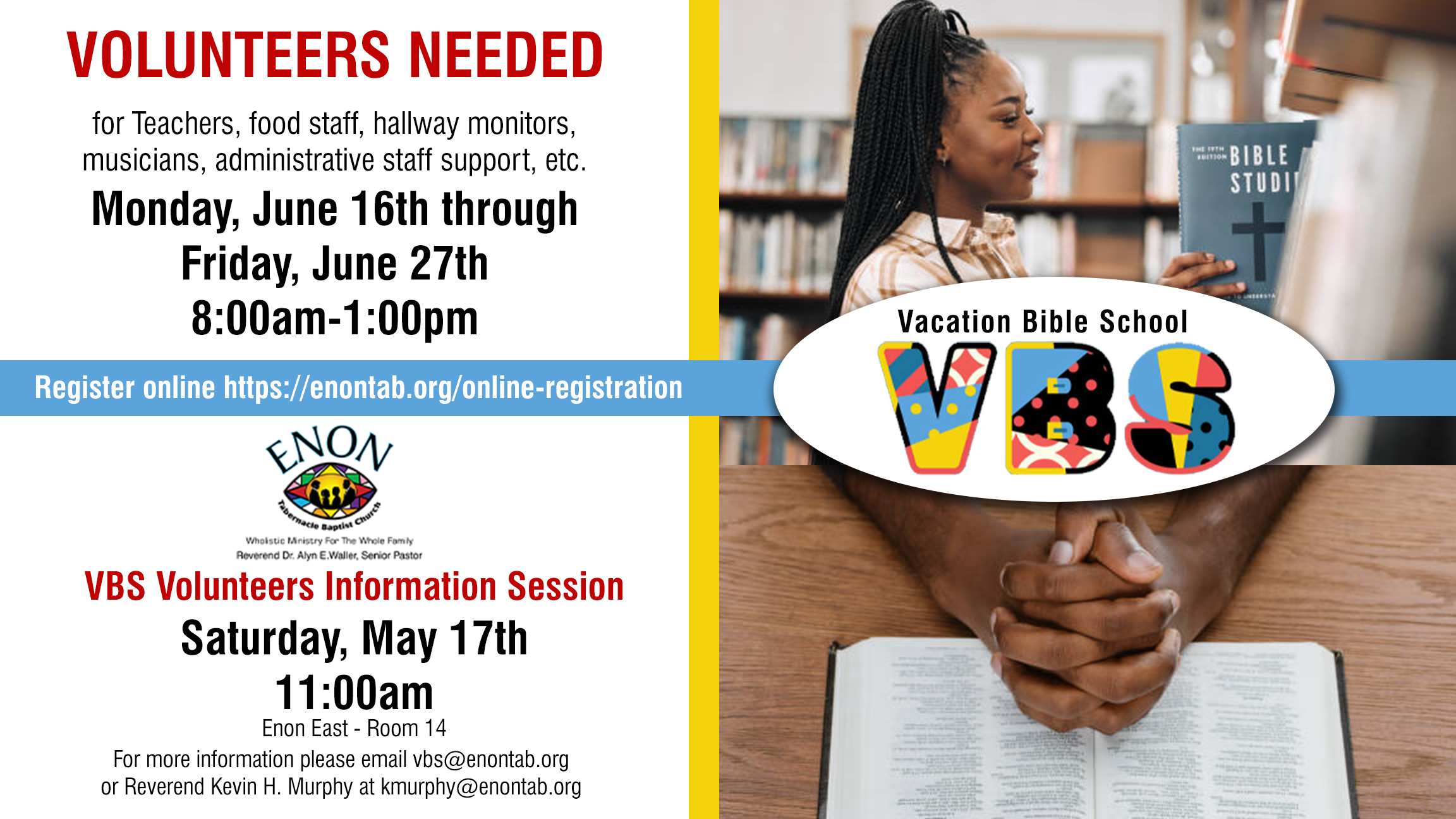VBS Volunteers Needed